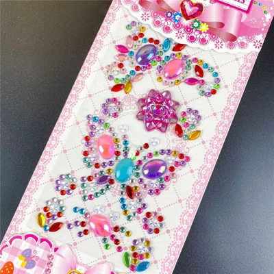 Stickers Cristal Strass Auto-adhésifs DIY Décoratifs pour Téléphone - Fleurs + Papillon Gros Diamants