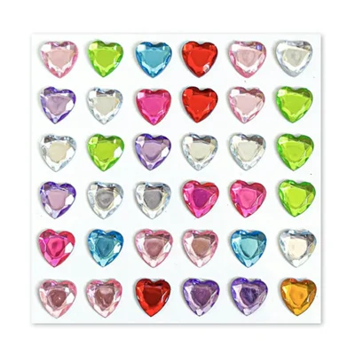 Stickers en strass cristal, pierres autocollantes multi-formes, décalcomanies décoratives adhésives pour bricolage, décoration de téléphone, ongles - 36 pièces, 10 mm, forme cœur, diamants colorés