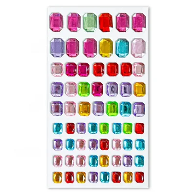 Autocollants Cristal Colorés Décalcomanies 3D pour Décoration de Téléphone, Bricolage, Cahier, Scrapbook - 65 Pièces Diamants Octogonaux et Carrés