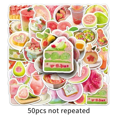 50Pcs / Bag Fruit Waterproof Stickers for Luggage Laptop Skateboard Decoration Cartoon Food Theme Vinyl Decals - Guava / 1843X