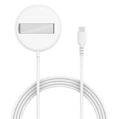 YF-M3C For iPhone 12-16 Series Qi2 15W Magnetic Wireless Charger Aluminum Alloy Charging Pad with Bracket - White