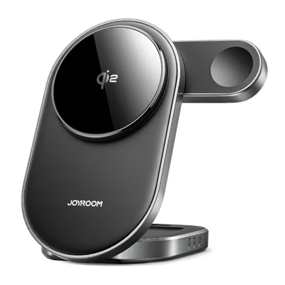 JOYROOM JR-W17 Qi2 3 in 1 Magnetic Wireless Charger for Iphone / Airpods / Apple Watch Foldable 15W Fast Charging Station - Black