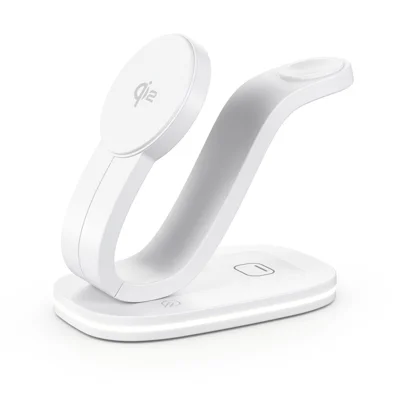 B-28 Multifunction 15W Wireless Charger with Night Light for Phone Watch Earbuds, Qi2 Version - White