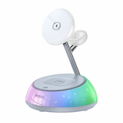 YESIDO DS31 3 in 1 Wireless Charging Station Phone Watch Earphone Magnetic Wireless Charger with Night Light