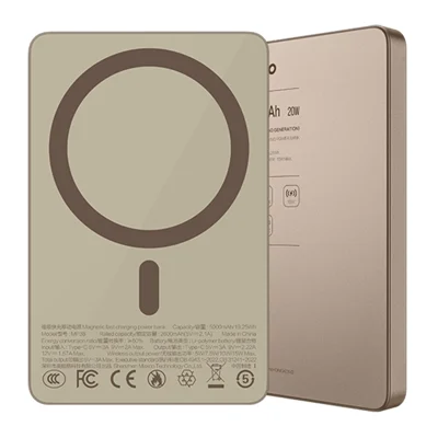 MAXCO MP38 5000mAh PD 20W Fast Charging Power Bank 15W Magnetic Wireless Charging Battery Pack - Desert Gold
