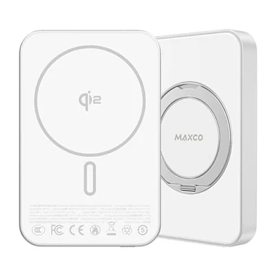 MAXCO MP35 Qi2 10000mAh PD 20W Type C Fast Charging Portable Charger Power Bank - White