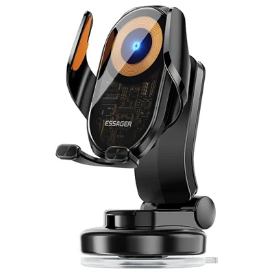 ESSAGER 15W Wireless Charger Car Mount Suction Cup Wireless Charger Stand 360° Rotation - Black