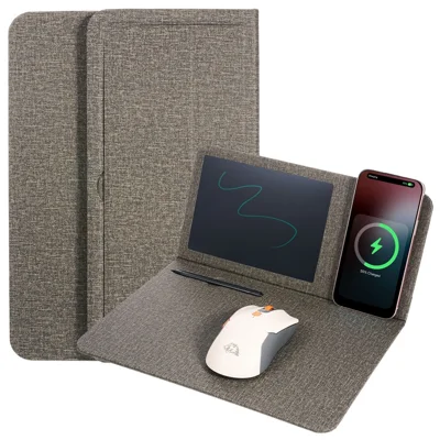 H18-2 15W Fast Charging Wireless Charger Multifunctional Mouse Pad with Stand and Writing Pad - Grey