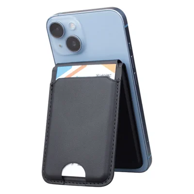 Für iPhone / Apple Watch / AirPods kompatibel mit MagSafe Wireless Charger PU Leder Kartentasche Handyhalterung - Schwarz