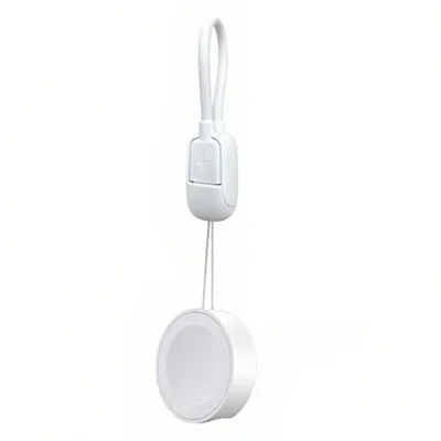 Magnetic Wireless Charger for Apple Watch 5W Portable Smartwatch Fast Charger with Lanyard - White