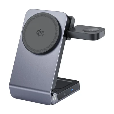 3-in-1 Qi2.2 Magnetisches Kabelloses Ladegerät für Telefon / Uhr / TWS-Kopfhörer, Faltbarer Kühlständer - Tarnish