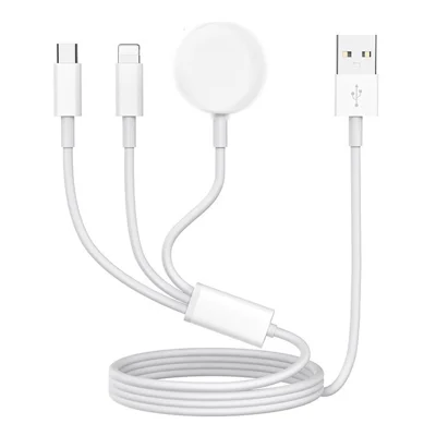 3-in-1-5-W-schnellladendes magnetisches kabelloses Ladegerät für Apple Watch/Smartphone, 1 m Ladekabel – USB