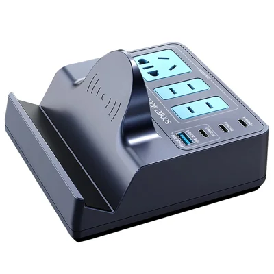 WLX-H11 72W Smart Wireless Charging GaN Power Strip Multi-Port PD Fast Charger Station - US Plug