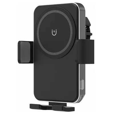 Caricabatterie Wireless per Auto 15 W con Ventola di Raffreddamento a LED RGB, Supporto per Aria Condizionata - Nero, Acquisto in Quantità