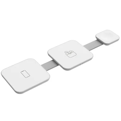 Engros 3-i-1, 15 W, magnetisk trådløs oplader, foldbar skrivebordsoplader til iPhone / Apple Watch / AirPods – Hvid