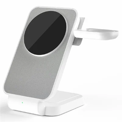 Engros 3-i-1 15 W magnetisk trådløs oplader, opladestand til iPhone / Apple Watch / AirPods, hvid