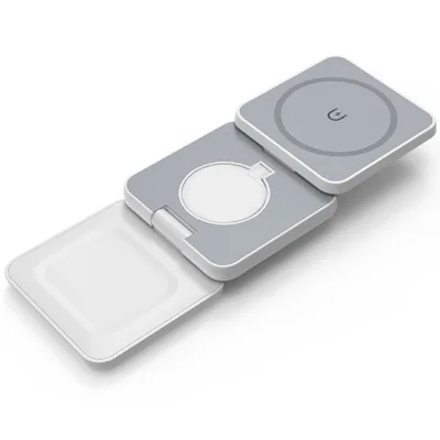 Bulk Purchasing 3 in 1 Charging Stand for iPhone  /  Apple Watch  /  AirPods Foldable 15W Magnetic Wireless Charger - White