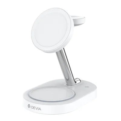 DEVIA Y302 Extreme Speed Serie 3-in-1-15-W-Magnetisches Wireless-Ladegerät, Ladehalterung für Telefon, Uhr, Earbuds – Weiß