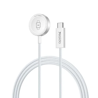 YESIDO DS36 1m For Apple Watch 5W Fast Charging Type-C Cable Magnetic Wireless Charger - White