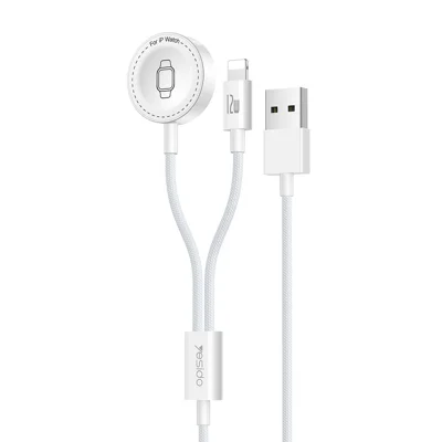 YESIDO DS35 2 in 1 USB-A to iP  /  Wireless Charging Dock for Apple Watch 2.5W Fast Charging Cable - White