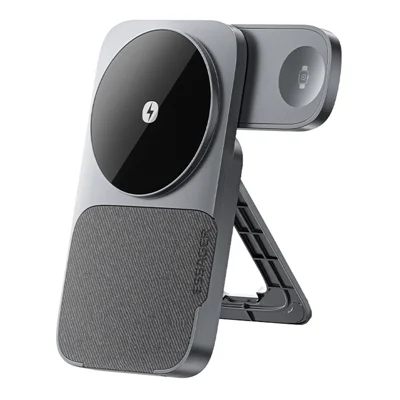ESSAGER 3 in 1 Foldable Wireless Charger for Phone / Watch / Earbuds 15W Fast Charging Stand - Grey