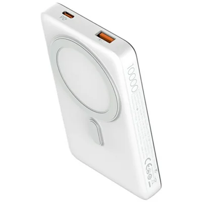 LDNIO PQ17 10000mAh Magnetic Wireless Power Bank PD 20W QC 22.5W Portable Charger with Hidden Foldable Stand for iPhone - White