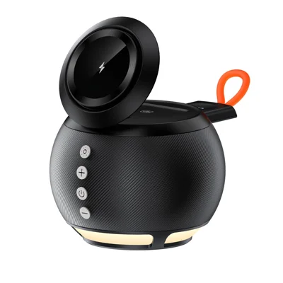 HT-571 5-w 15 W magnetyczna stacja ładująca z głośnikiem Bluetooth 6.0 do telefonu, zegarka, słuchawek - Czarny