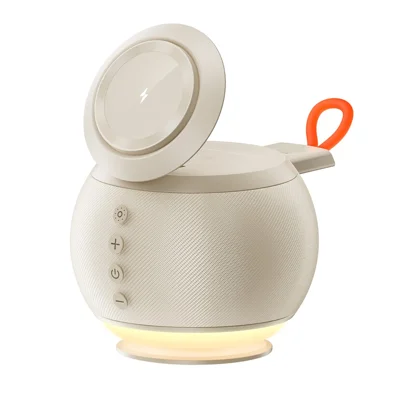HT-572 5-in-1 15W Magnetic Wireless Charger with Bluetooth-compatible Speaker Night Light Charging Stand - Beige