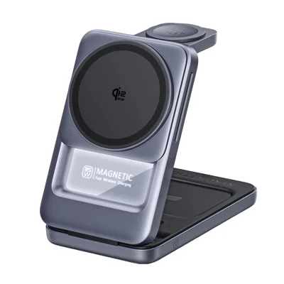 Q29 3 in 1 Magnetischer Wireless-Ladegerät Qi2.2 25W Schnellladestation – Grau