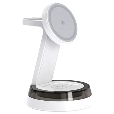 Q36-A 3-in-1 Magnetisches Wireless-Ladegerät Qi2.2 25 W Schnellladen Desktop-Halter für iPhone Apple Watch AirPods – Weiß