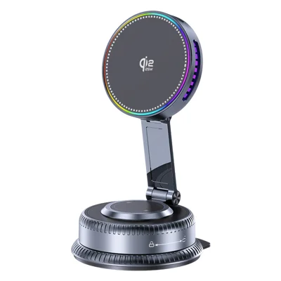 K33D Supporto per Telefono Auto con Adsorbimento a Vuoto Caricamento Veloce Wireless Qi2.2 25W Supporto Magnetico Raffreddato ad Aria - Opaco