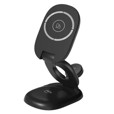H65 Caricatore Wireless Magnetico Pieghevole 15 W 3 in 1 Supporto di Ricarica ABS Type-C - Nero