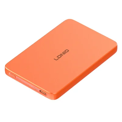 LDNIO PQ28 5000mAh Qi2 15W Power Bank Magnetico Wireless 20W Cablato - Arancione
