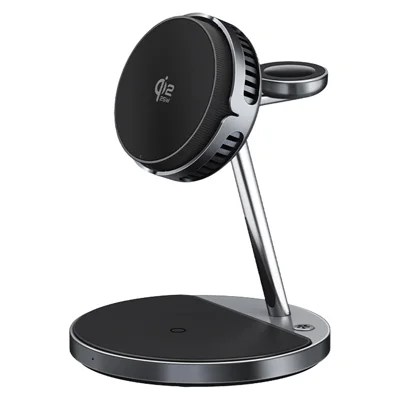 OJD-139 25W Qi2.2 Magnetic Wireless Charging Stand TEC Semiconductor Cooling 3 in 1 Fast Charger for iPhone Apple Watch AirPods - Space Grey