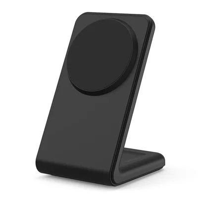 M2A 2-i-1 magnetisk trådløs oplader, lodret opladestand til AirPods Pro / iPhone (CE / FCC / ROHS / UKCA certifikat) - Sort + Sort silikone