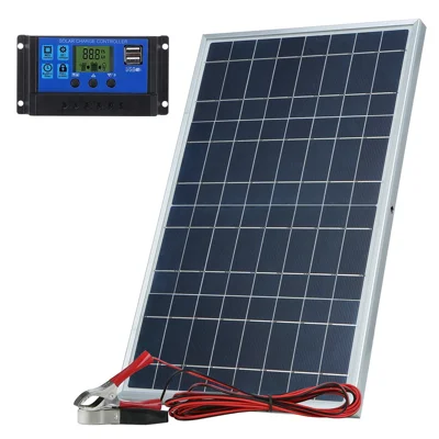 10W 12V Solar Panel Battery Charger with 10A Controller for Vehicle, Gate Opener, Electrical Fence