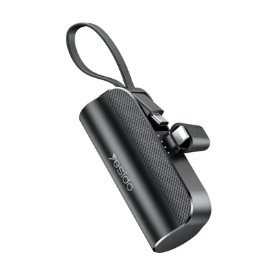 YESIDO YP68 5000mAh iP-stekker mini powerbank met ingebouwde Type-C-kabel en verborgen beugel