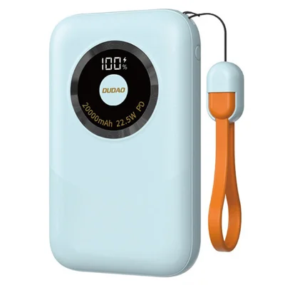 DUDAO K21 20000mAh Power Bank Portable Phone External Battery with Type-C to Type-C Cable - Blue