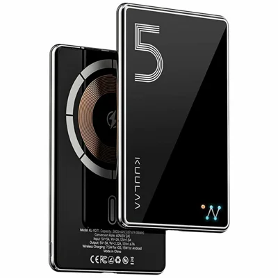 KUULAA KL-YD71 Ultra-Thin Tempered Glass 5000mAh Phone Power Bank 15W Magnetic Wireless Charger