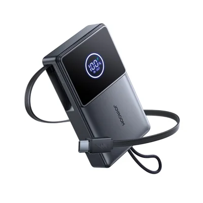 JOYROOM JR-PR1 Power Bank 10000mAh 22.5W Super Fast Charging Charger with Built-In Retractable Cable - Black
