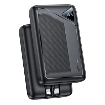 YESIDO YP84 10000mAh Power Bank Digital Display 22.5W Fast Charging Portable Phone Charger with Built-in Type-C 8Pin Cable