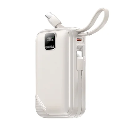 ESSAGER 20000mAh PD 65W Powerbank met LED-display Snelle Oplader Externe Batterij voor Telefoon - Titanium