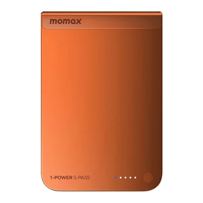 MOMAX 1-Power S.Pass 5000mAh Qi2 Magnetic Wireless Battery Pack Power Bank Portable Phone Charger - Orange
