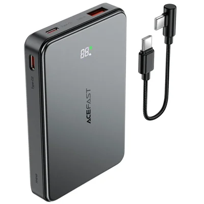 ACEFAST M31-10000 Power Bank con Ricarica Veloce Magnetica 22,5 W con Cavo, 10000 mAh, Caricatore Portatile per Telefono - Nero