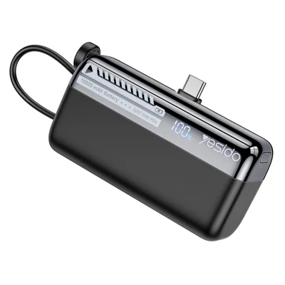 YESIDO YP99 Power Bank 10000mAh 20W Schnellladung Tragbares Ladegerät mit integriertem Kabel für Handy
