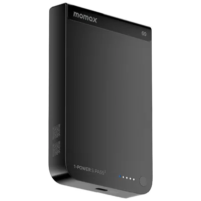 MOMAX 1-Power S.Pass2 10000mAh Magnetic Power Bank 25W Wireless 30W PD Fast Charging Qi2 Charger - Black