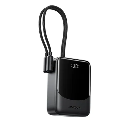 JOYROOM JR-PC1 Powerbank 10000 mAh 22,5 W snel opladen met ingebouwde dubbele kabels - Zwart
