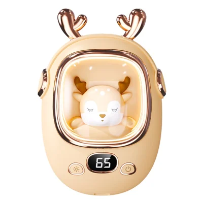 USB Portable 2-in-1 Antler Design Hand Warmer Power Bank 1800mAh 3-Heat Levels Hand Heater for Outdoor Winter - Yellow