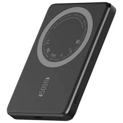C0525 5000mAh Magnetic Wireless Power Bank 15W Fast Charging Portable Charger External Battery Pack - Black