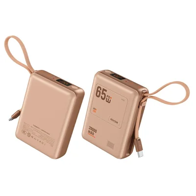 WEKOME WP-117 20000mAh Power Bank PD 65W Fast Charging Battery Pack with Built-in Type-C Cable - Pink